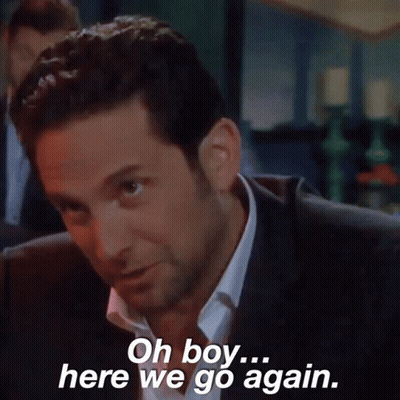Man In Suit Saying Oh Boy Here We Go Again GIF