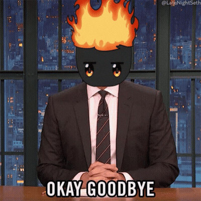 Man In Suit Saying Okay Goodbye Fire Head GIF