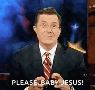 Man In Suit Saying Please Baby Jesus GIF
