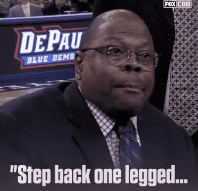 Man In Suit Saying Step Back One Legged GIF