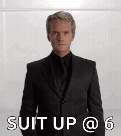Man In Suit Saying Suit Up @ 6 GIF