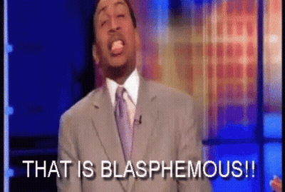 Man In Suit Saying That Is Blasphemous GIF
