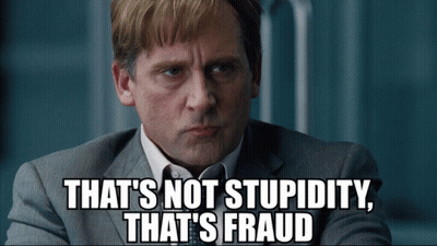 Man In Suit Saying That's Not Stupidity That's Fraud GIF