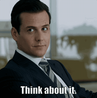Man in Suit Saying Think About It