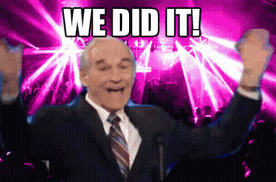 Man In Suit Saying We Did It To Crowd GIF