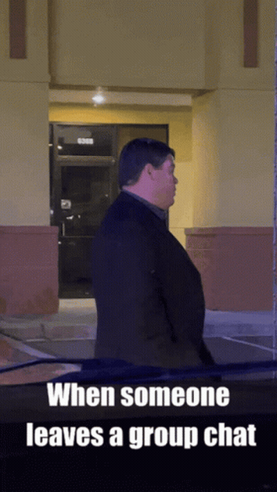 Man In Suit Saying When Someone Leaves Group Chat GIF