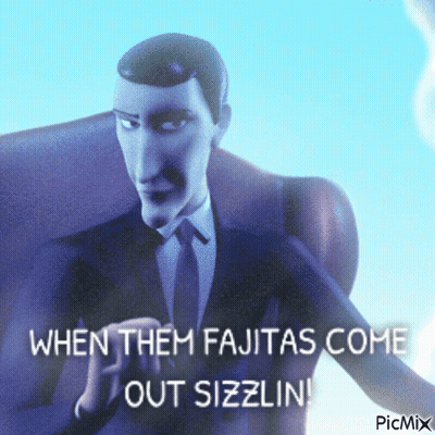 Man In Suit Saying When Them Fajitas Come Out Sizzlin GIF