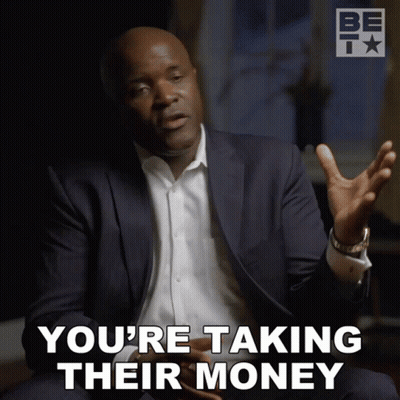 Man In Suit Saying You're Taking Their Money GIF