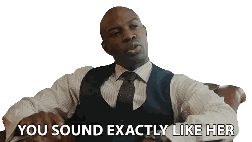 Man In Suit Saying You Sound Exactly Like Her Sticker