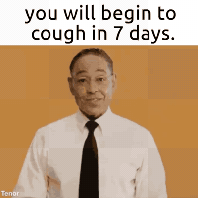 Man In Suit Saying You Will Begin To Cough In Seven Days GIF