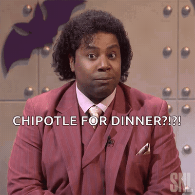 Man In Suit Says Chipotle For Dinner GIF