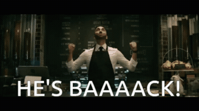Man In Suit Says He's Back To Two Men GIF