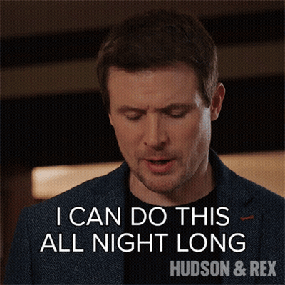 Man In Suit Says I Can Do This All Night Long Hudson & Rex GIF