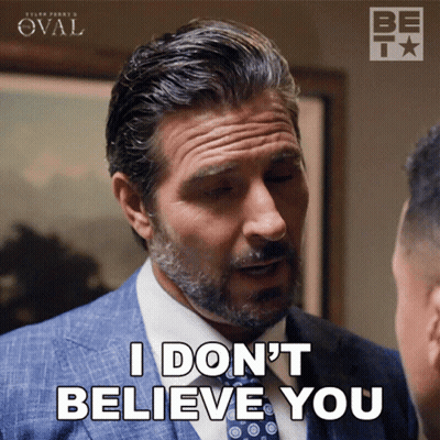 Man In Suit Says I Don't Believe You GIF