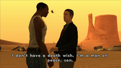 Man In Suit Says I Don't Have A Death Wish GIF