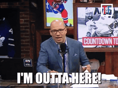 Man In Suit Says I'm Outta Here At Mic GIF