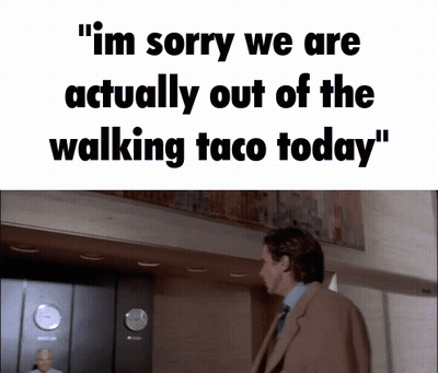Man in Suit Says I'm Sorry We Are Actually Out of the Walking Taco Today