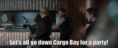 Man In Suit Says Let's All Go Down Cargo Bay GIF