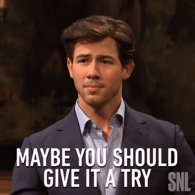 Man In Suit Says Maybe You Should Give It A Try SNL GIF