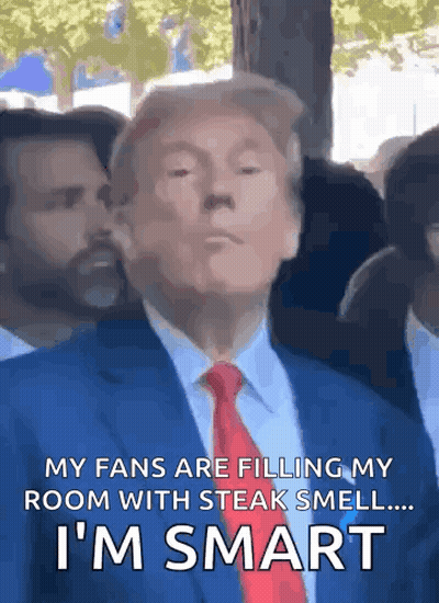 Man In Suit Says My Fans Are Filling My Room With Steak Smell I'm Smart GIF
