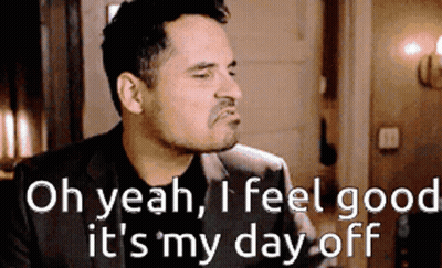 Man In Suit Says Oh Yeah I Feel Good It's My Day Off GIF