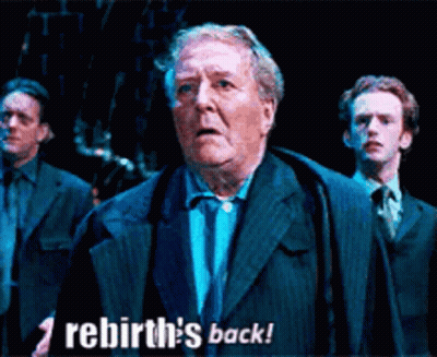 Man In Suit Says Rebirth's Back To Three Men GIF