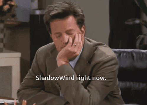 Man In Suit Says Shadowwind Right Now With Hand On Chin GIF
