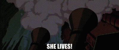 Man In Suit Says She's Alive Red Letters GIF