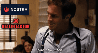 Man In Suit Says Son Of A Bitch In Front Of Nostra Logo GIF