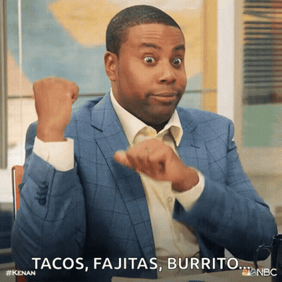 Man In Suit Says Tacos Fajitas Burrito GIF