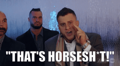 Man In Suit Says That's Horsesh*t To Group GIF