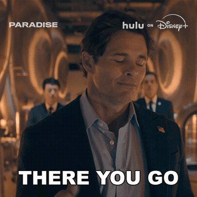 Man In Suit Says There You Go At Paradise Ad GIF