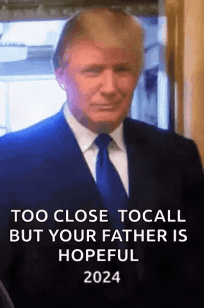 Man In Suit Says Too Close To Call But Your Father Is Hopeful GIF
