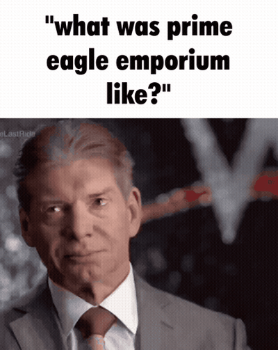 Man In Suit Says What Was Prime Eagle Emporium Like GIF