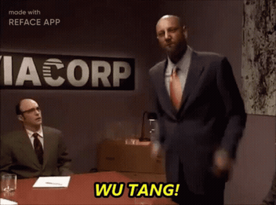 Man In Suit Says Wu Tang Via Corp Sign GIF