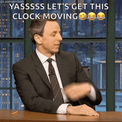 Man In Suit Says Yassss Let's Get This Clock Moving GIF