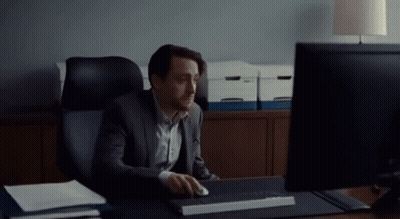 Man In Suit Screaming With Letter I GIF
