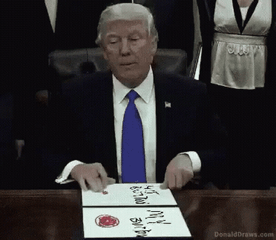 Man In Suit Signing Donald Draws.com Document GIF