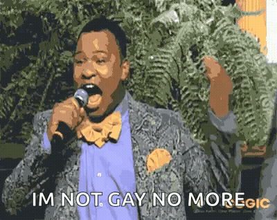 Man In Suit Singing I'm Not Gay No More GIF