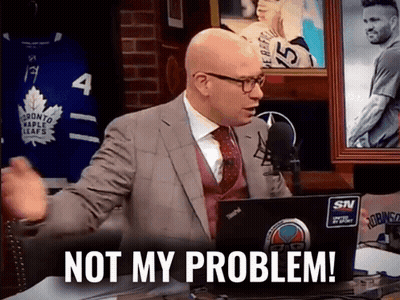 Man In Suit Sitting At Laptop Saying Not My Problem GIF