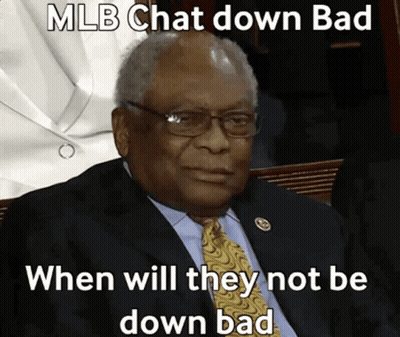 Man In Suit Sitting Beside MLB Chat Down Bad Sign GIF