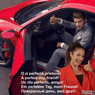 Man In Suit Sitting In Red Car GIF
