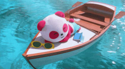 Man In Suit Sitting On Swan Pedal Boat GIF