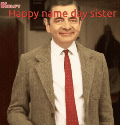 Man In Suit Smiling Happy Name Day Sister GIF