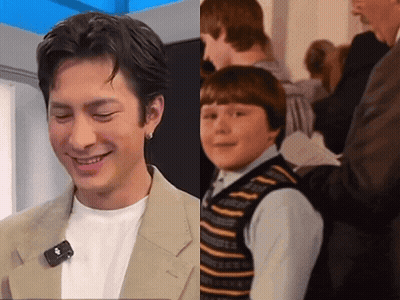 Man In Suit Smiling Next To Young Boy GIF