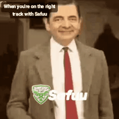 Man In Suit Smiling Saying When You're On The Right Track With Safuu GIF