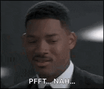 Man In Suit Smiling Says Pfft ... Nah GIF