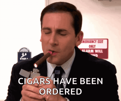 Man In Suit Smoking Cigar GIF