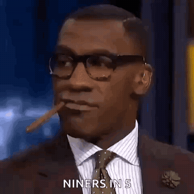 Man In Suit Smoking Cigar Saying Niners In 5 GIF