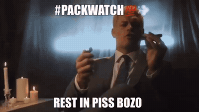 Man In Suit Smoking Cigarette Rest In Piss Bozo GIF